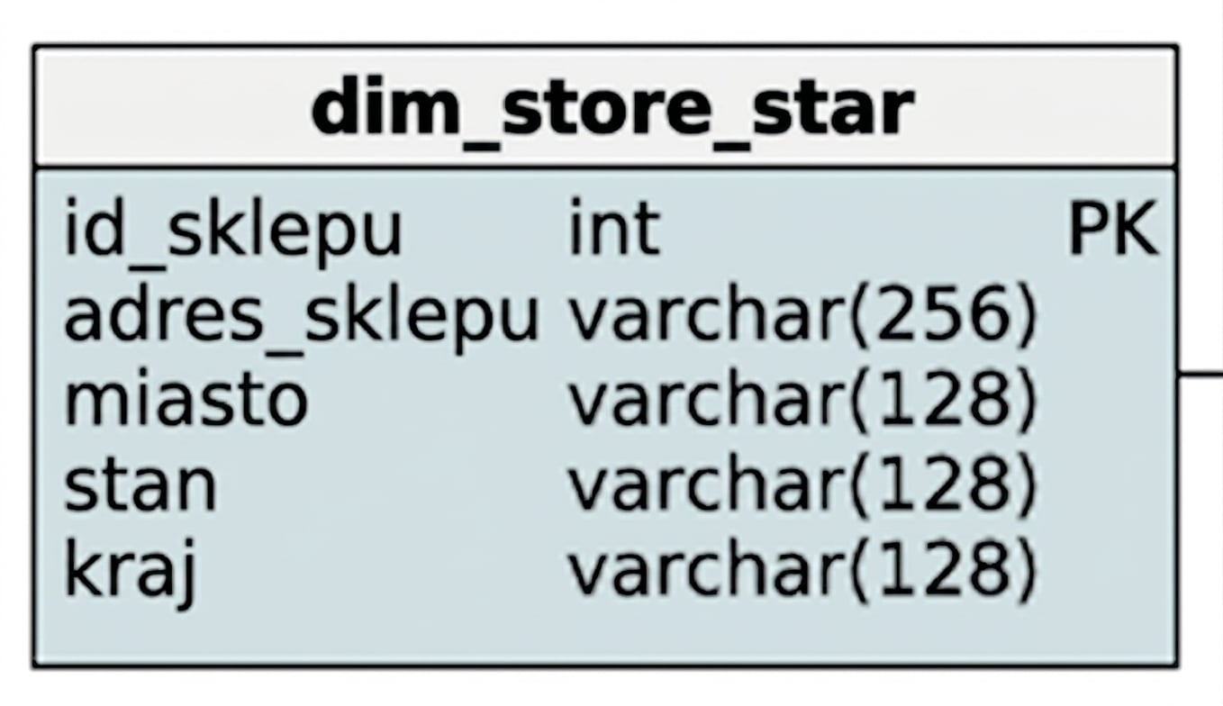 Wymiar sklepu w schemacie gwiazdy