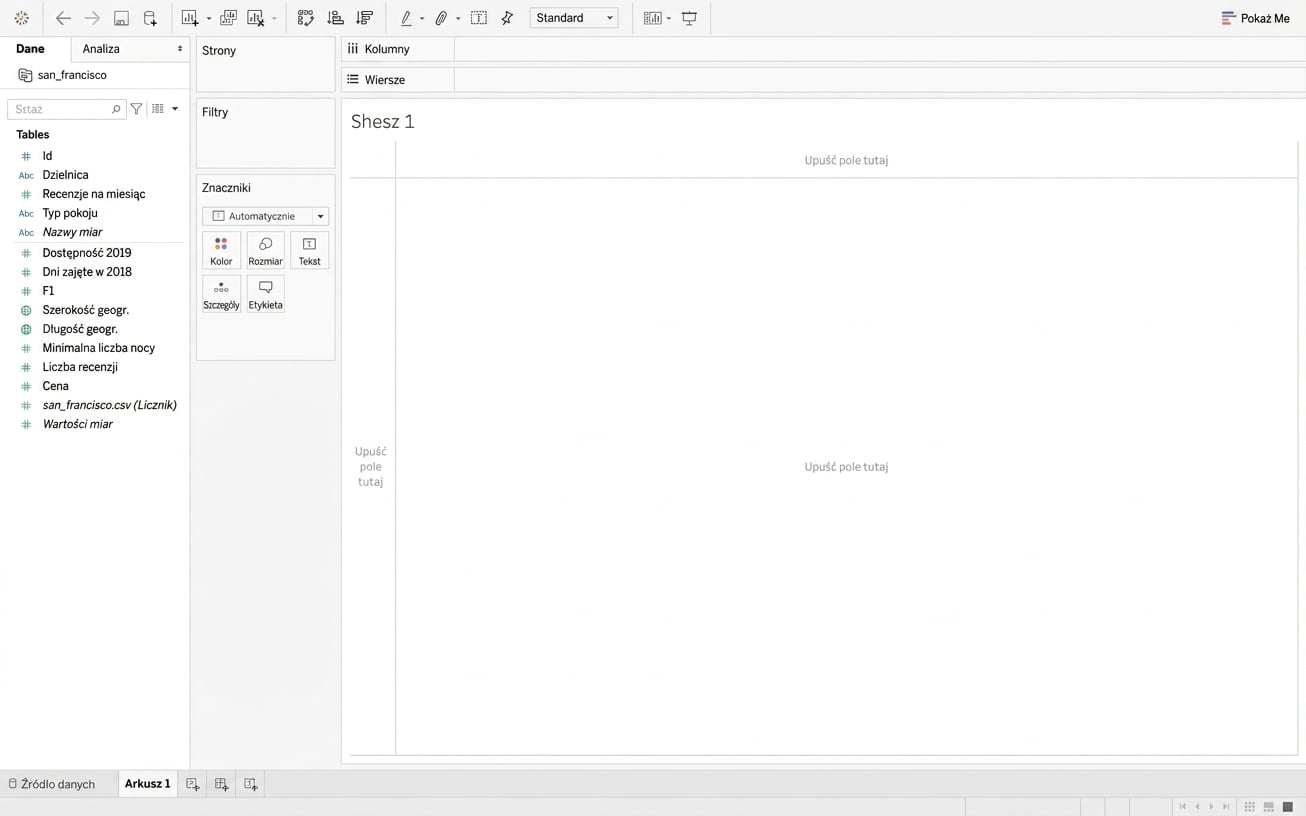 Interfejs Tableau