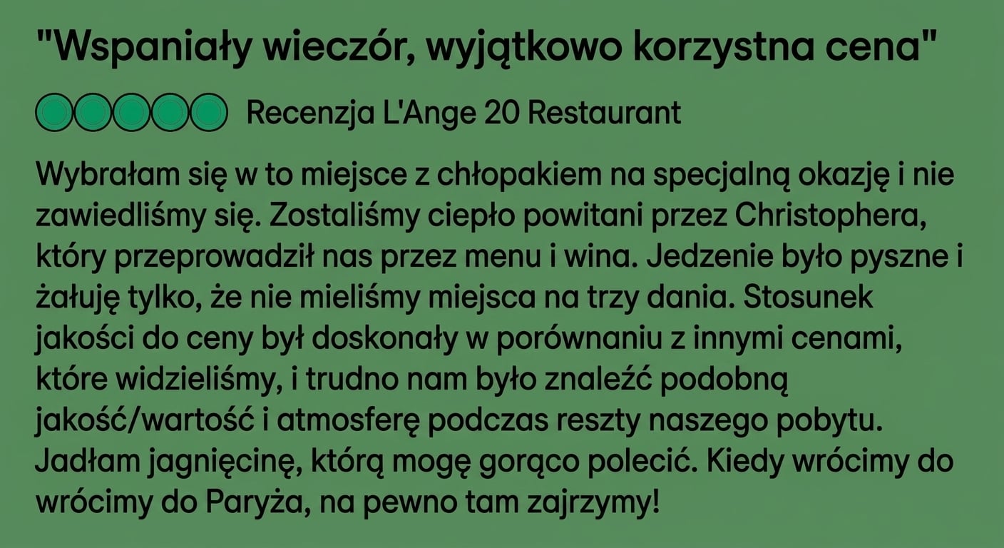 Przykład danych recenzji
