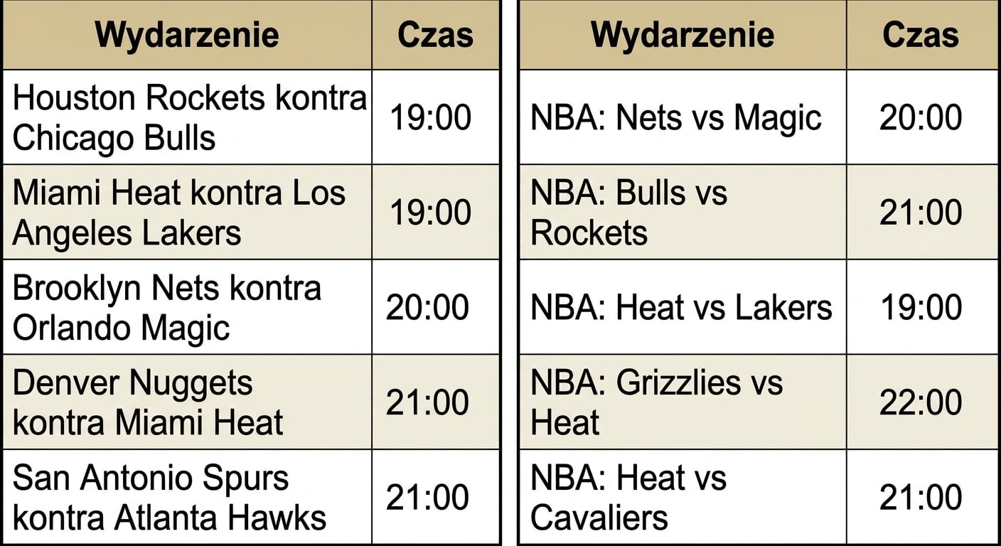 Tabele z meczami NBA