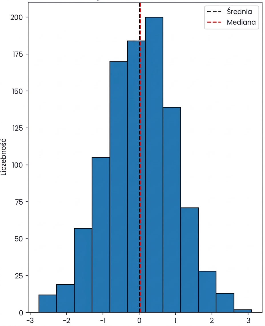 histogram danych symetrycznych