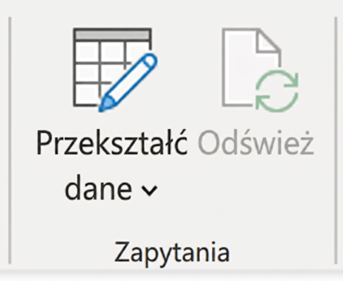 Zrzut ekranu okienka Zastosowane kroki w edytorze Power Query, przedstawiający sekwencję kroków transformacji zastosowanych do danych.