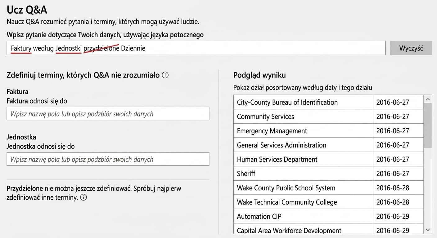 Dodawanie nowych terminów przez funkcję Teach Q&A