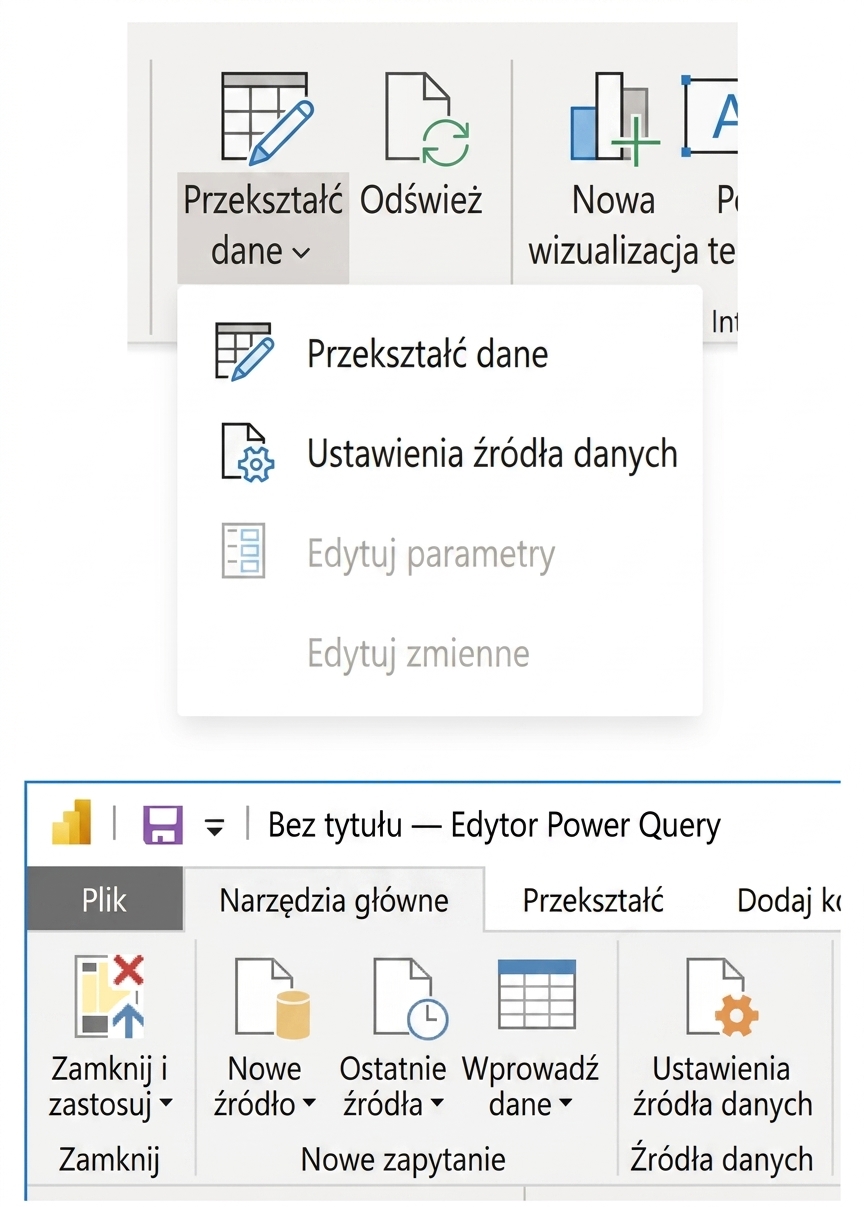 Ustawienia źródła danych w Power BI