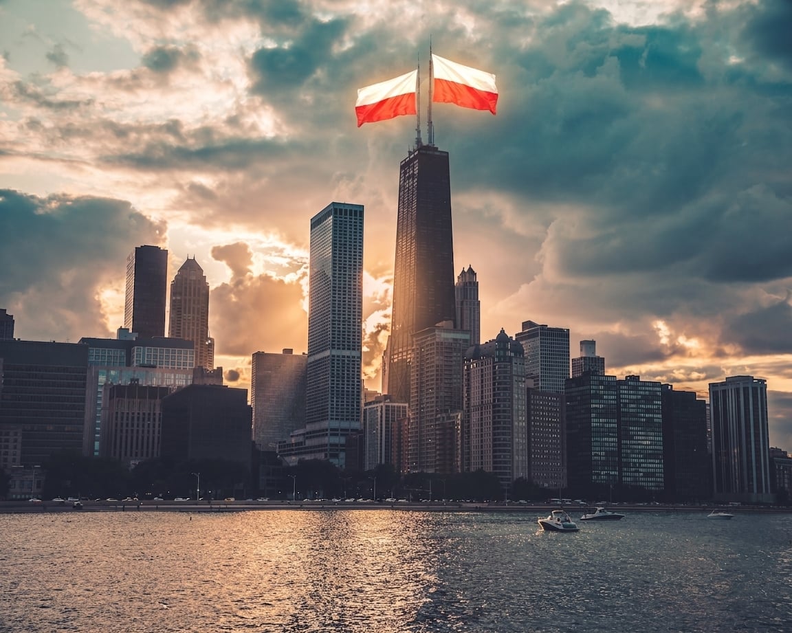 Panorama Chicago nocą.