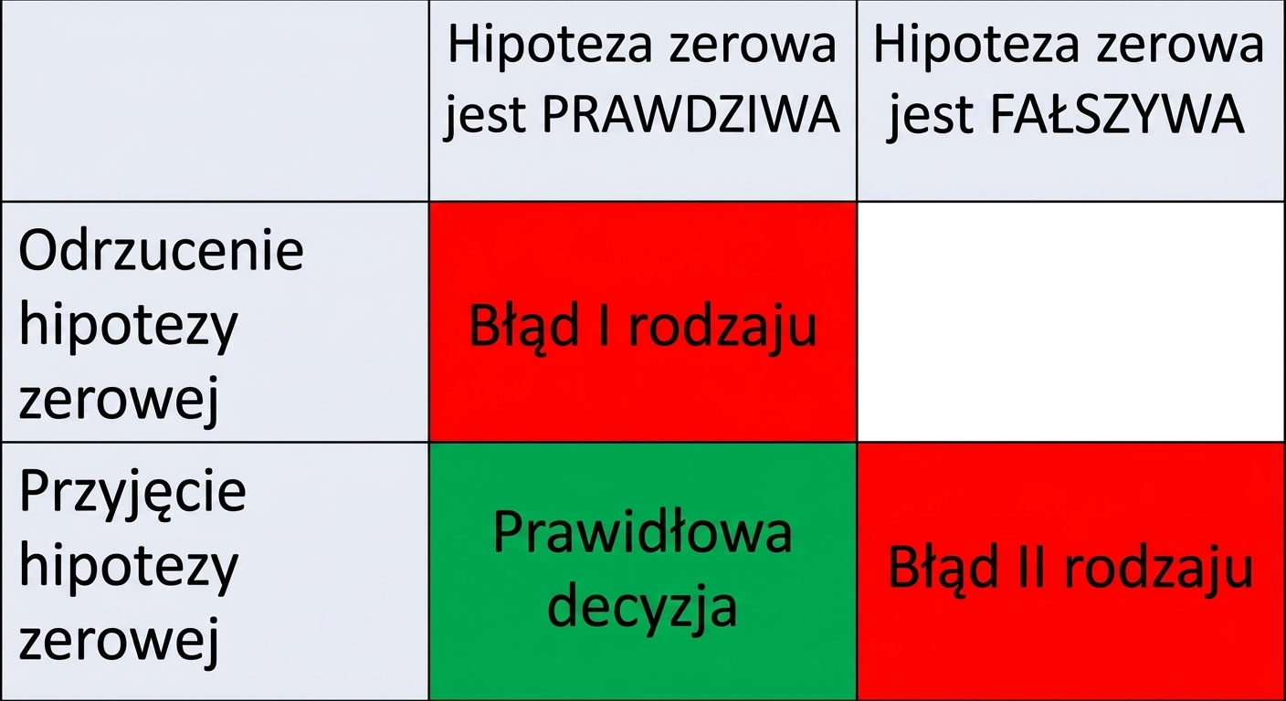 Poprawne przyjęcie hipotezy zerowej.