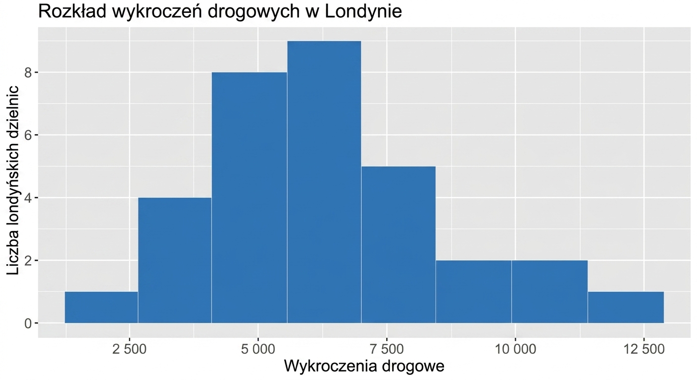 Histogram przestępstw drogowych.