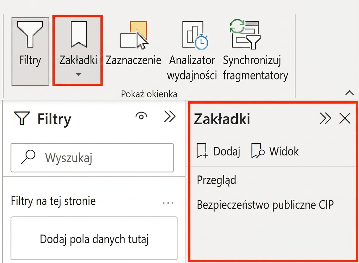 Nawigator zakładek wraz ze sposobem jego włączenia