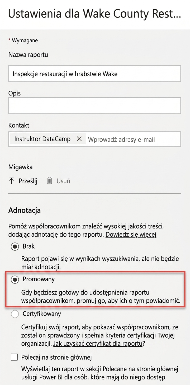 Wyróżnianie raportu