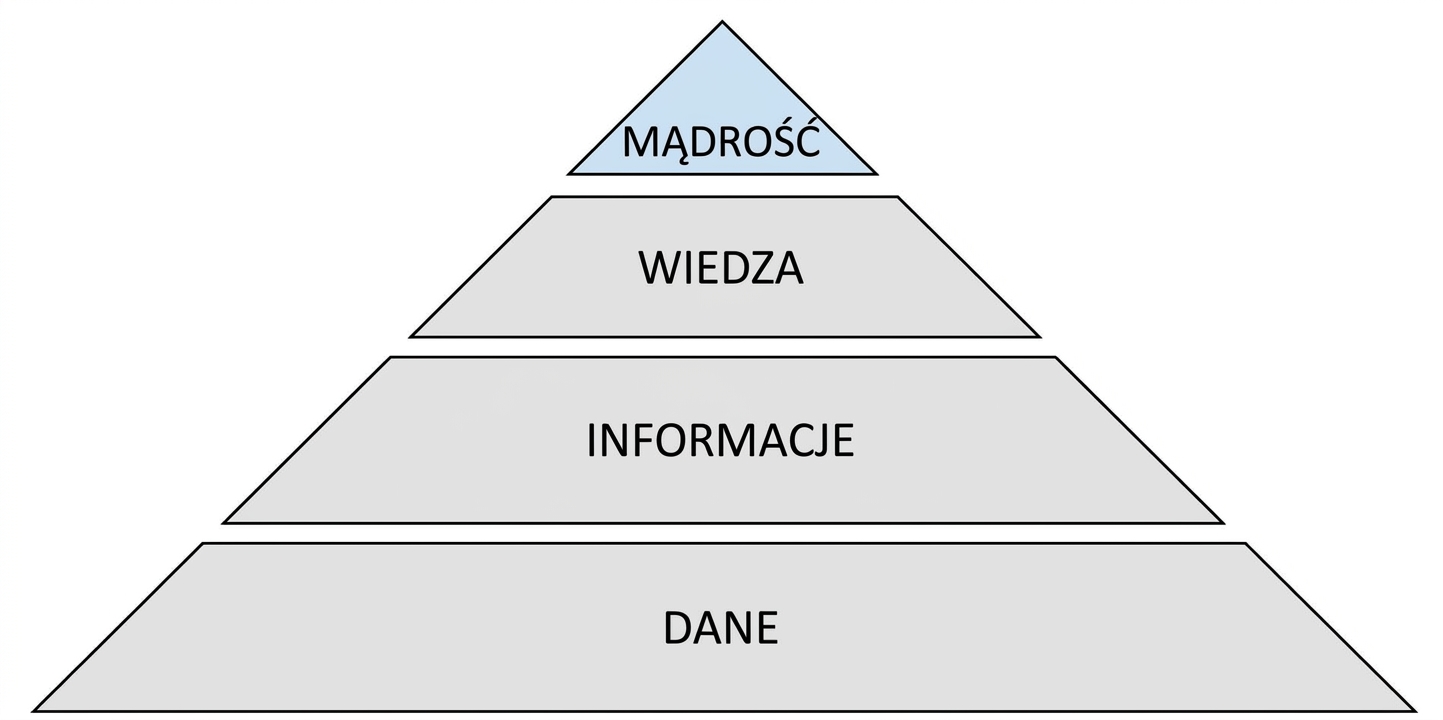 diagram piramidy DIKW z wyróżnionym poziomem mądrości