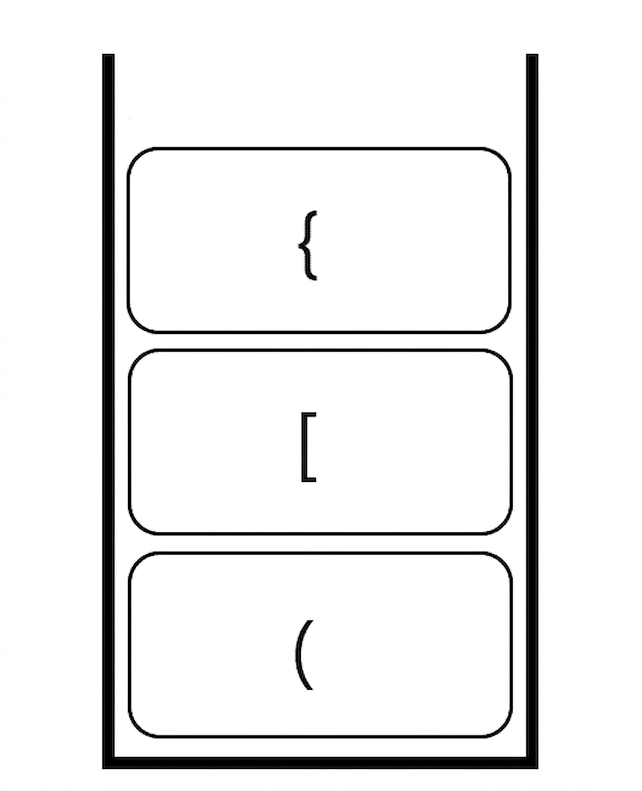Stos z nowym symbolem otwierającym dodanym na szczycie.