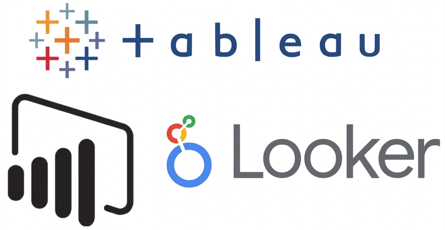 logo Tableau, Power BI i BigQuery