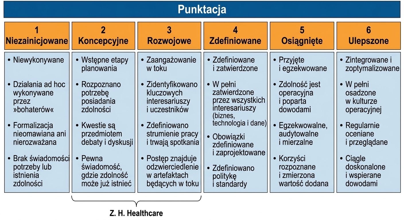 Obraz przedstawiający skalę ocen DCAM i wynik ZH Healthcare