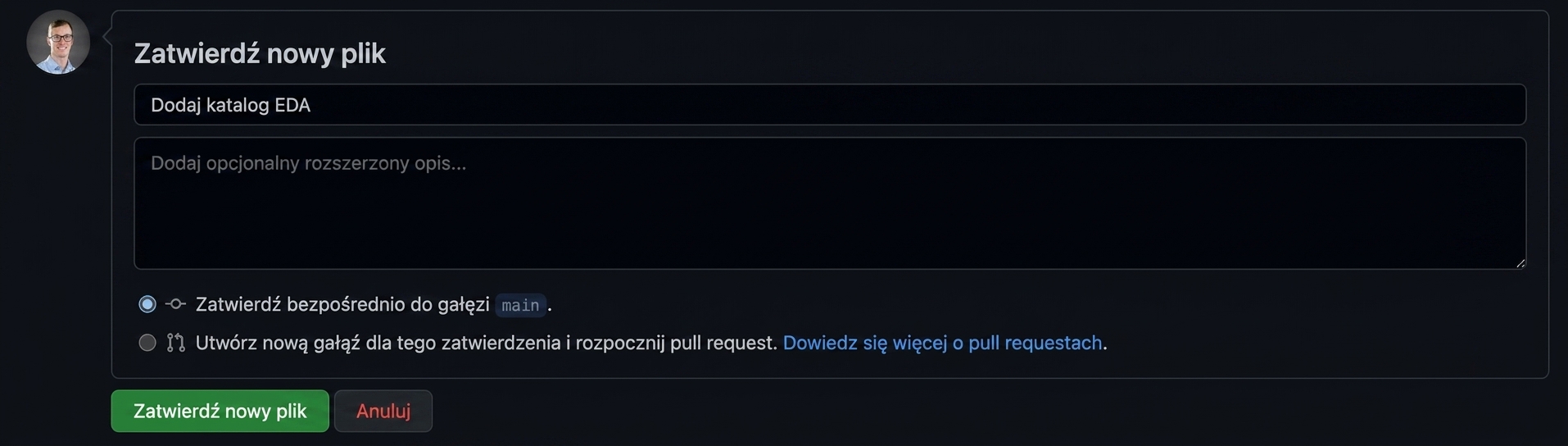 zatwierdzanie nowego katalogu