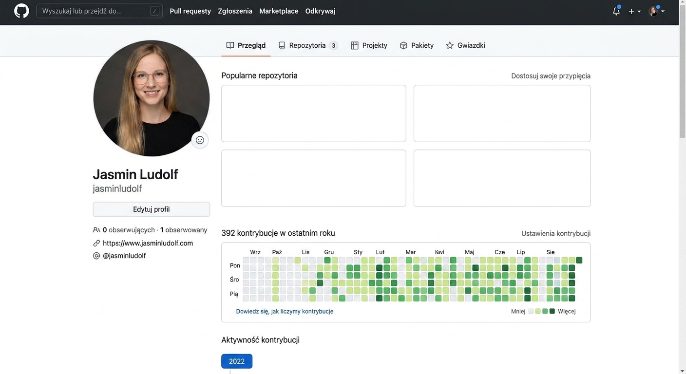 Zrzut ekranu profilu GitHub