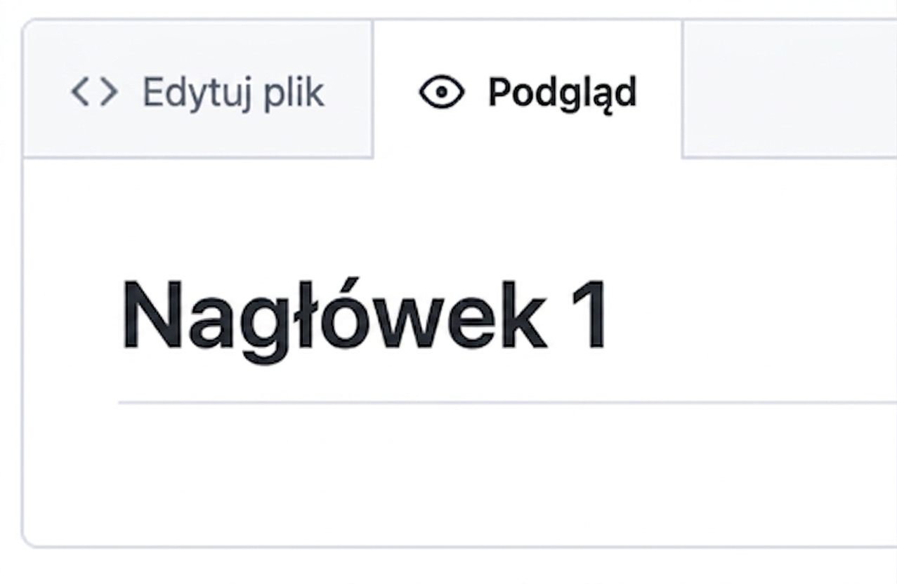 Widok podglądu pliku Markdown z największym nagłówkiem