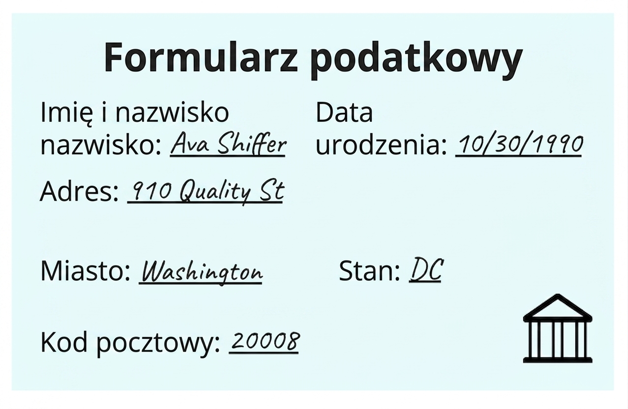 formularz podatkowy używany do porównania dokładności