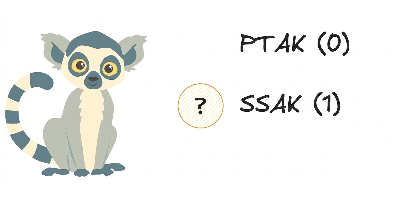 Lemur z opcjami „ptak" i ssak