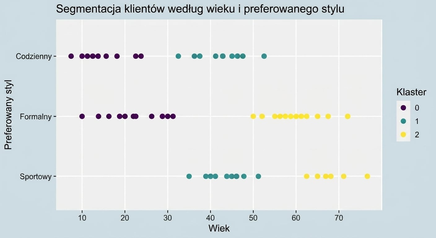Wykres rozrzutu porównujący wiek i preferowany styl