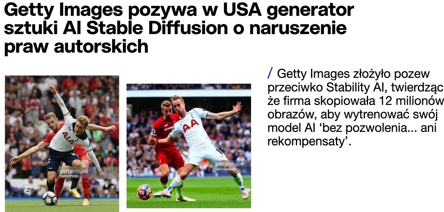 Ilustracja z pozwu Getty Images przedstawiająca oryginalne zdjęcie i podobny obraz (ze znakiem wodnym Getty Images) wygenerowany przez Stable Diffusion. Obraz: Getty Images