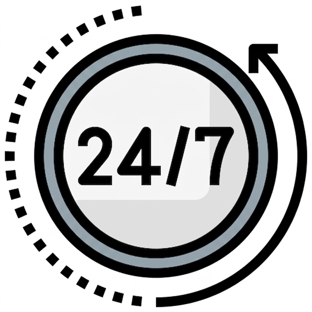 Ilustracja ciągłej pętli dostępności 24/7.