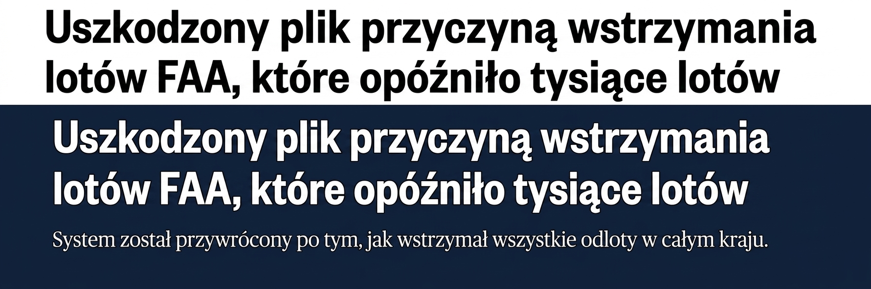 Zrzut ekranu raportu NBC News o uziemieniu lotów w USA