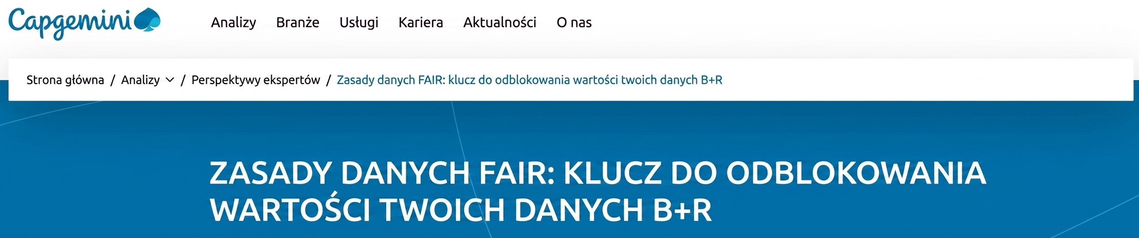 Zrzut ekranu działań Capgemini w zakresie zasad FAIR.