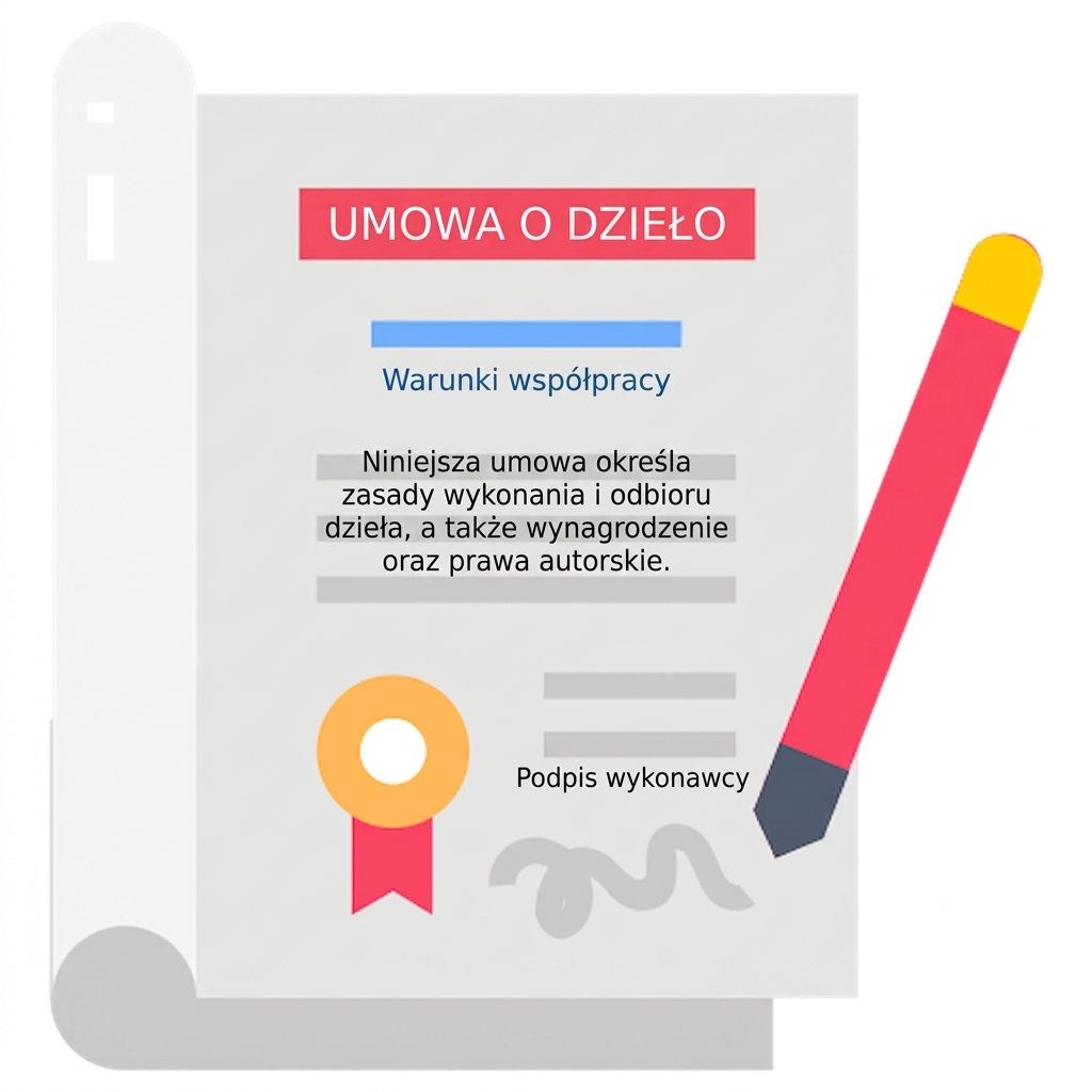 Ilustracja dokumentu prawnego z piórem symbolizująca zgodność z przepisami.
