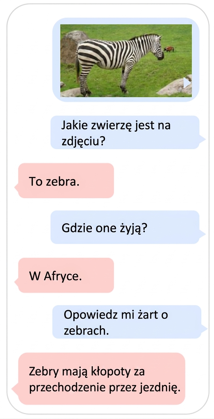 Przykład multimodalnego modelu LLM korzystającego z danych tekstowych i obrazowych