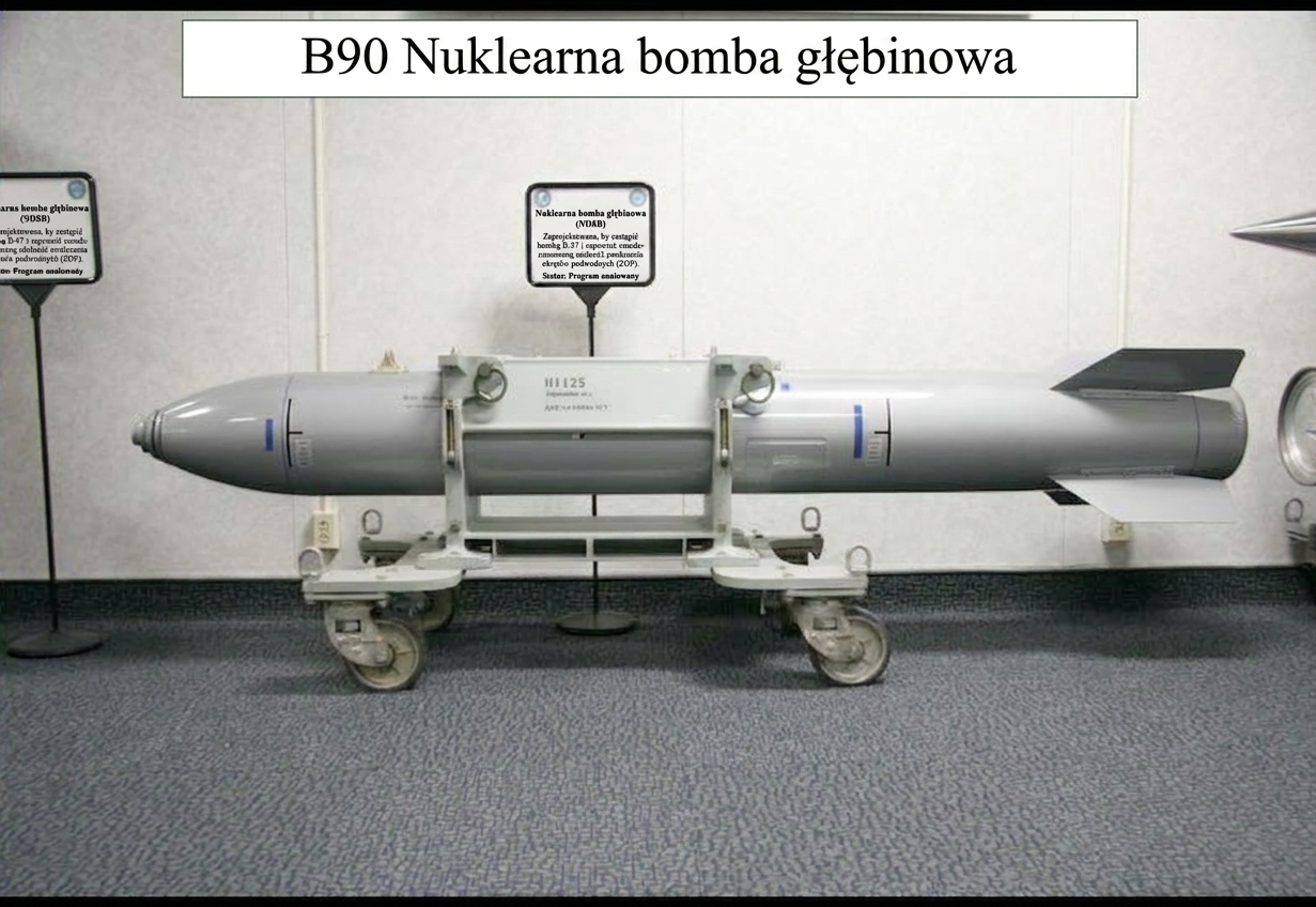 Obraz niezdetonowanej bomby atomowej w muzeum