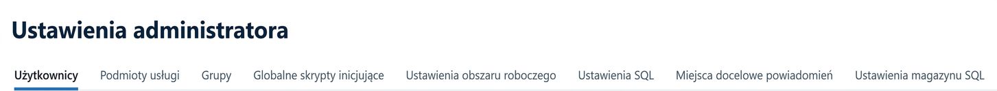 Ustawienia administratora obszaru roboczego
