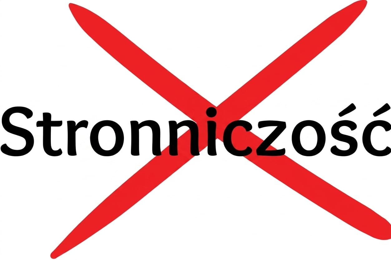 Czerwony krzyż na słowie „bias".