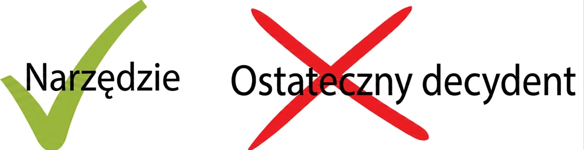 Ilustracja pokazująca, że AI to narzędzie, a nie ostateczny decydent.