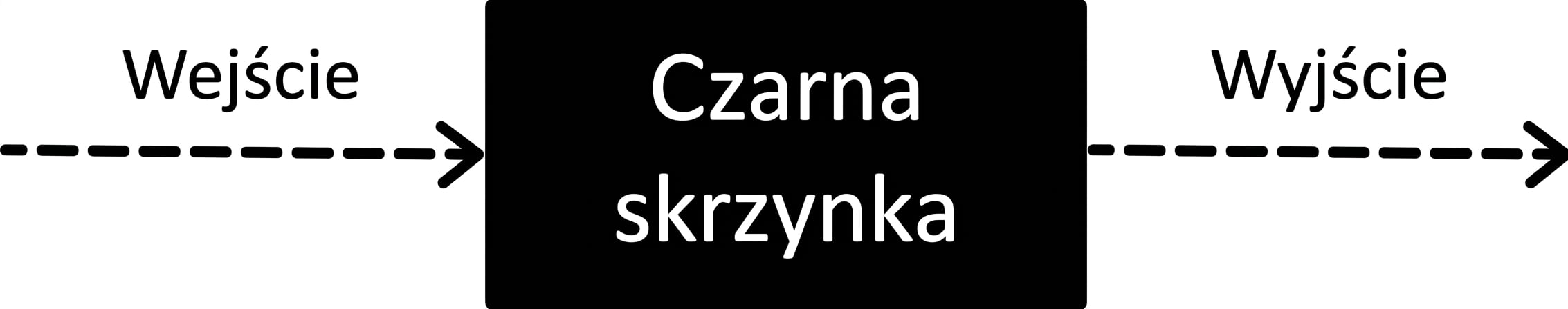 Schemat blokowy ilustrujący naturę czarnej skrzynki.