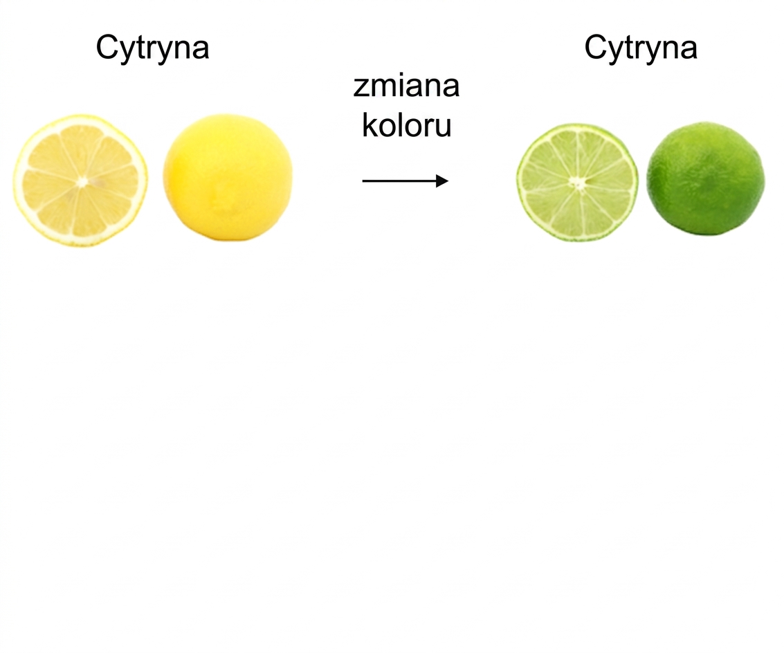 Żółta cytryna i zielona limonka wyglądają podobnie — różnią się tylko kolorem.