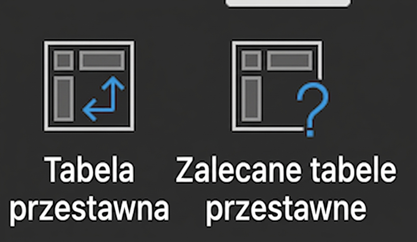 Dwa przyciski tabeli przestawnej w menu Wstawianie programu Excel