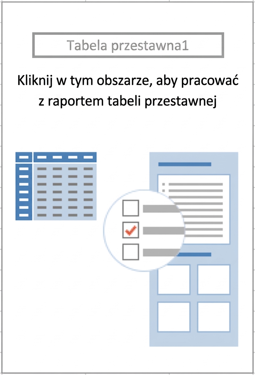 Zarys symbolu zastępczego tabeli przestawnej informujący użytkowników, jak ją zbudować