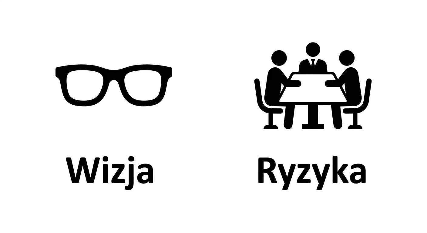 Do poprzedniej grafiki dodano stół z ludźmi i napis „Risks".