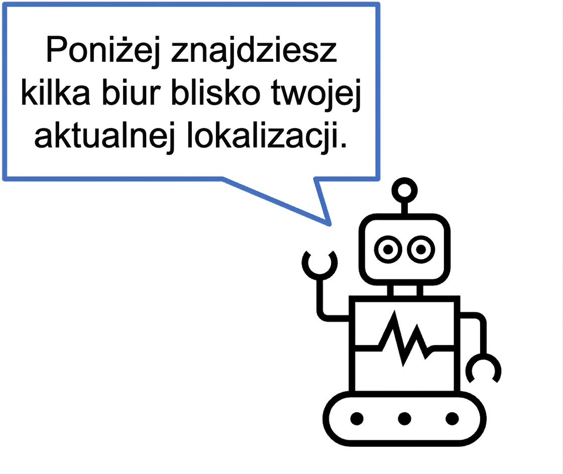 Chatbot sugerujący lokalizację.