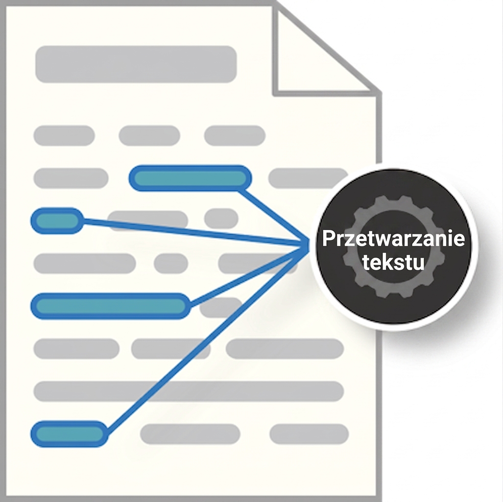 Ikona pokazująca, jak ekstrakcja encji polega na wyodrębnianiu konkretnych encji z danego tekstu