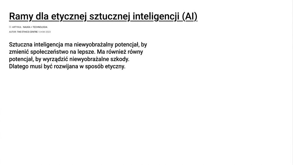 Ramy etyczne dla AI