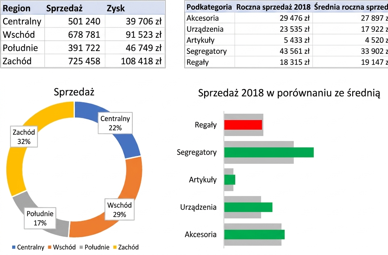 Przykłady tabel i wykresów dla danych zagregowanych