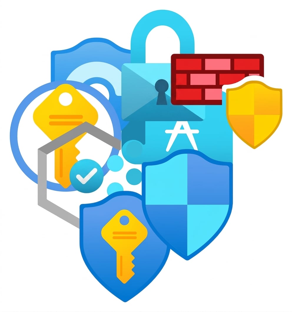 Obraz złożony z wielu logo różnych usług Azure