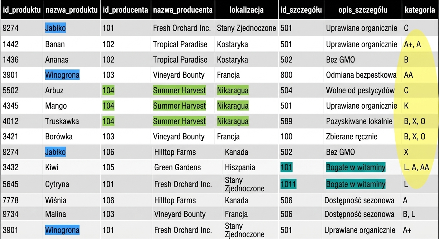 Anomalie w encji wszystkich produktów