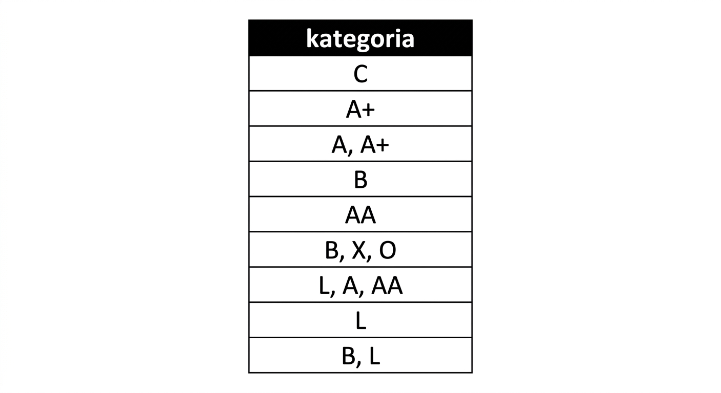 Lista kategorii