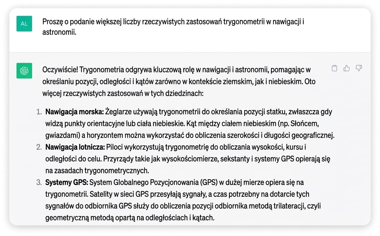 Zrzut ekranu szczegółowej odpowiedzi wygenerowanej przez ChatGPT