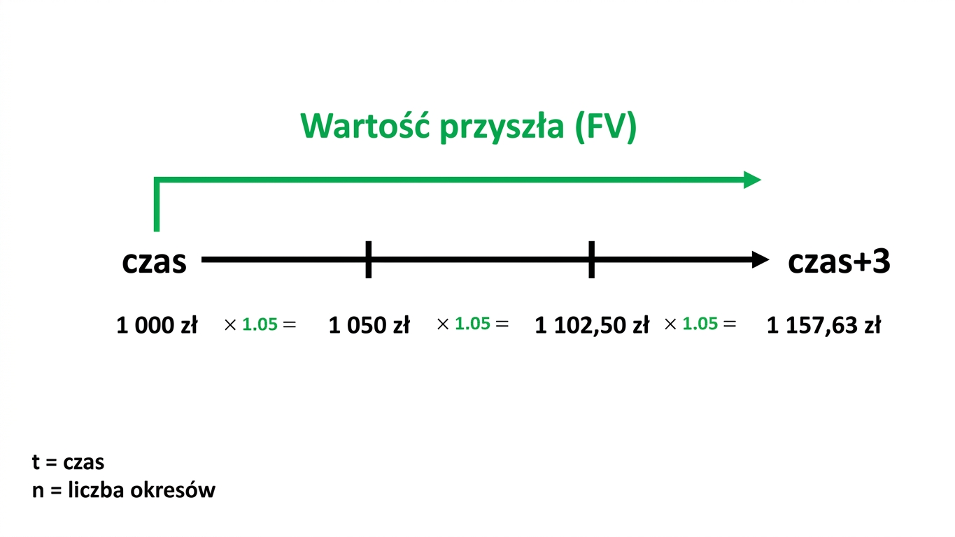 przykład obliczenia wartości przyszłej na osi czasu