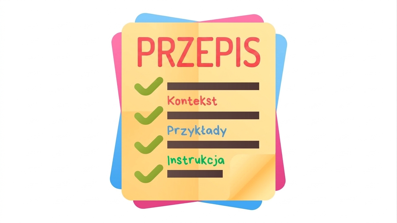 Szablon promptu z symbolami zastępczymi dla zmiennych wejściowych.