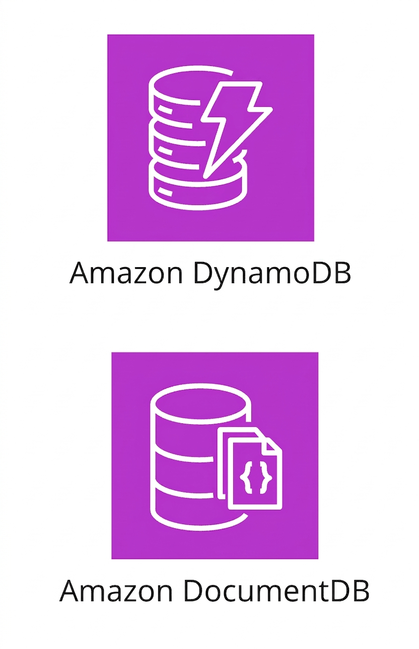 Ikony Amazon DynamoDB i DocumentDB.