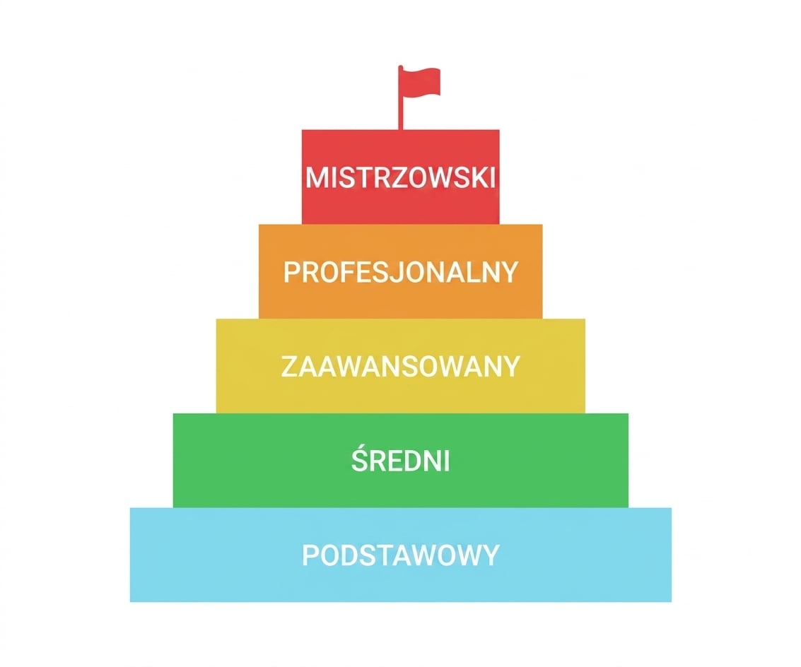 Piramida z poziomami od początkującego do mistrza